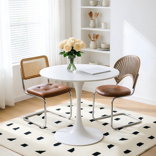 White round pedestal dining - white,