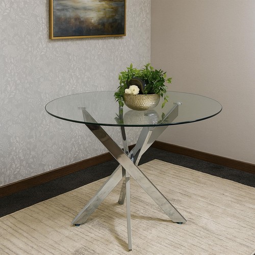 Round glass dining - glass, table