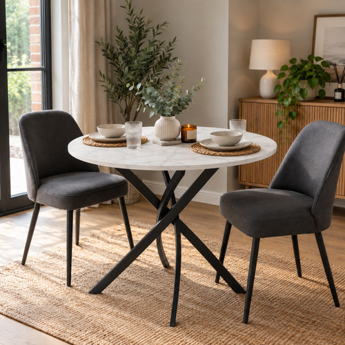 Round dining table 80cm white - round,