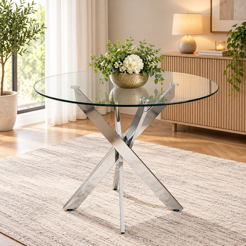 Round glass dining table - round,