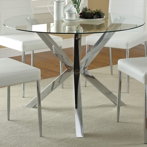 Round glass dining table - glass, 90cm