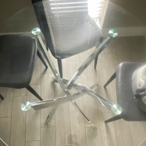 Round glass dining table 80cm - glass,