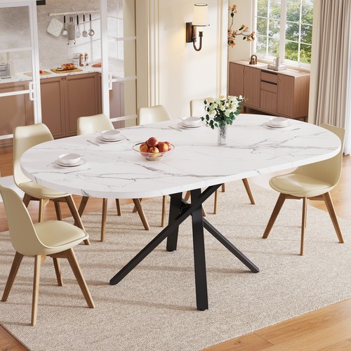 Round extendable dining table - round,