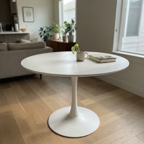 White modern round - modern, dining