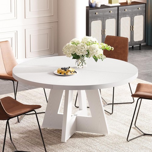 120cm white round dining table - dining,