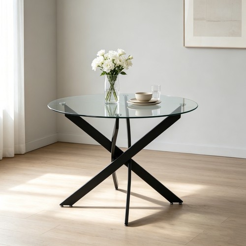 100cm glass dining table - 100cm,