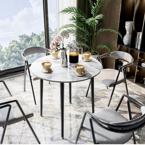 Marble round dining - dining, table