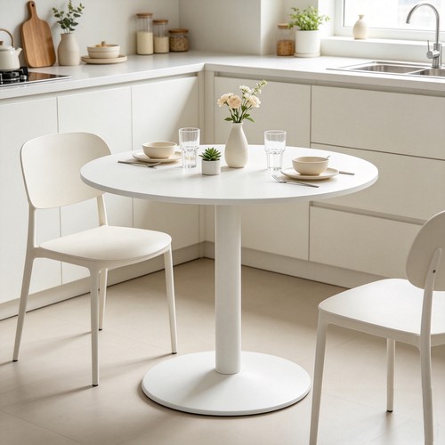 100cm white round dining - white,