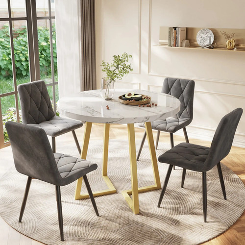 Round dining table with marble - round,