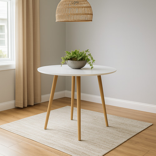 Round white dining table - dining,