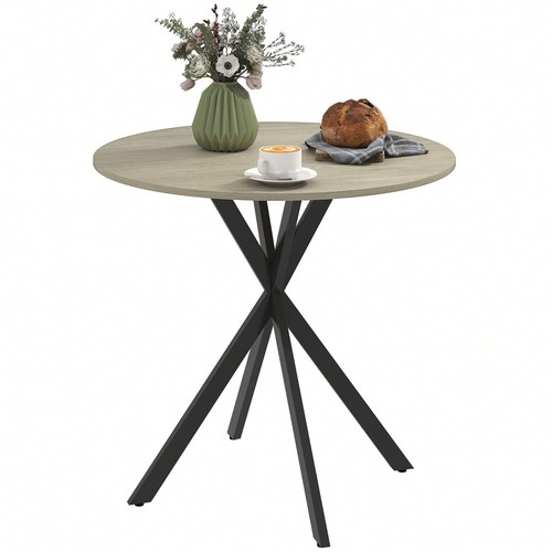 White oak round dining table - white,